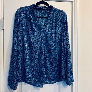 Tahari Floral Long Sleeve Blouse Top
